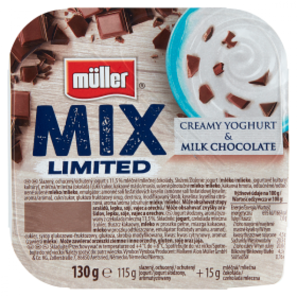 Jogurt muller mix kremowy z mleczną czekoladą 130g 