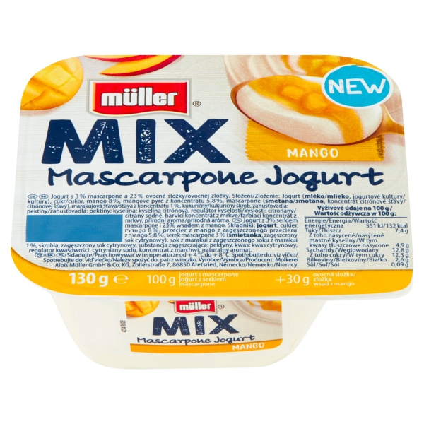 Jogurt mascarpone mix smaków truskawka-mango-wiśnia 
