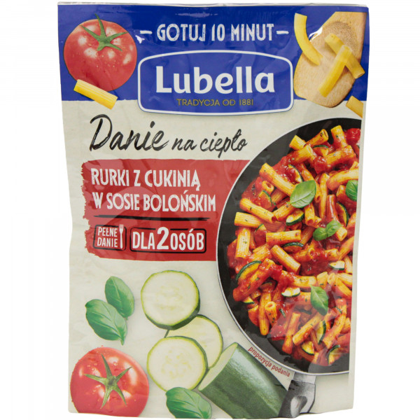 Danie Lubella makaron rurki z cukinią w sosie bolońskim 