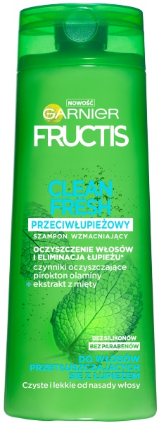 Garnier Fructis Clean Fresh Przeciwłupieżowy szampon wzmacniający do włosów przetłuszczających się, z łupieżem 400 ml