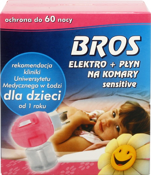 Bros elektro + płyn na komary sensitive rek.dla dzieci 60 nocy 