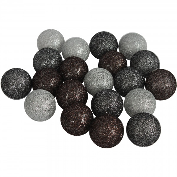 Cotton ball 20 szt. srebno - czarne - brązowe 
