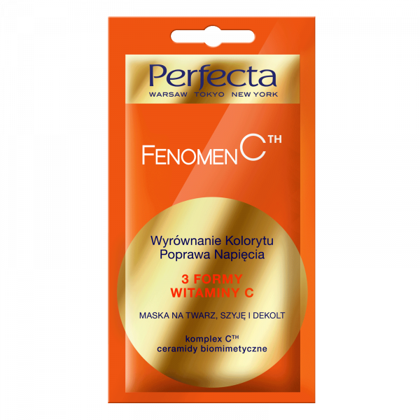 Perfecta Beauty Fenomen C Wyrównanie Kolorytu, maska na twarz, szyję i dekolt, 8 ml
