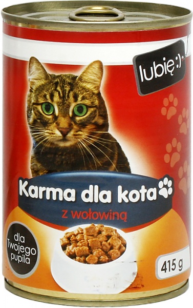 Karma mokra dla kota z wołowiną - lubię:) 