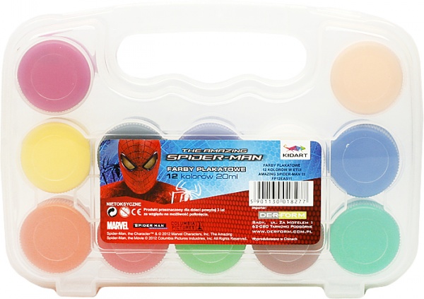 Farby plakatowe 12 kolorów w etui amazing spider man 11 