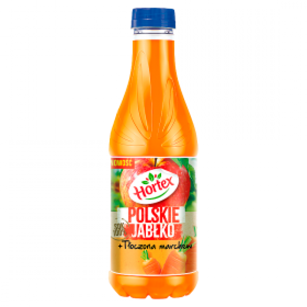Hortex Polskie Jabłko + Tłoczona marchew sok 100% butelka aPet 1L