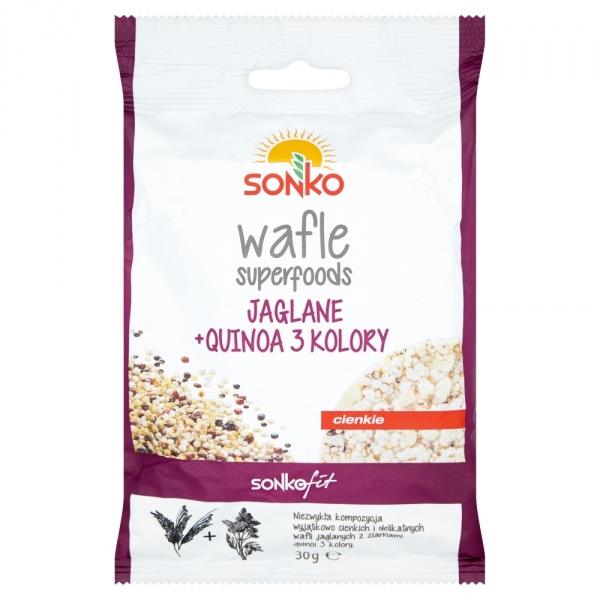 Sonko. Wafle extra cienkie jaglane z quinoą 3 kolory 25 g.
