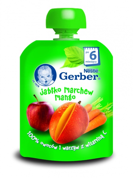 Gerber Deserek w tubce jabłko marchew mango po 6 miesiącu 90 g