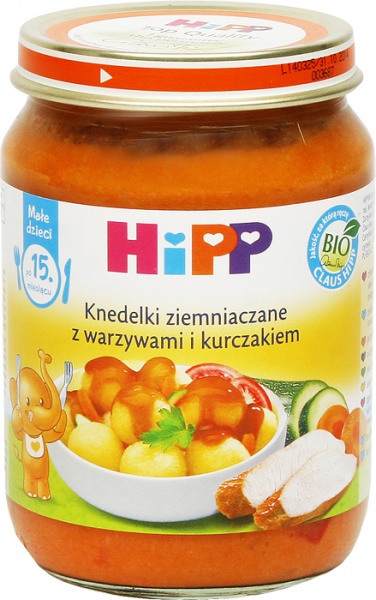 Danie HIPP knedelki ziemniaczane z warzywami i kurczakiem bio