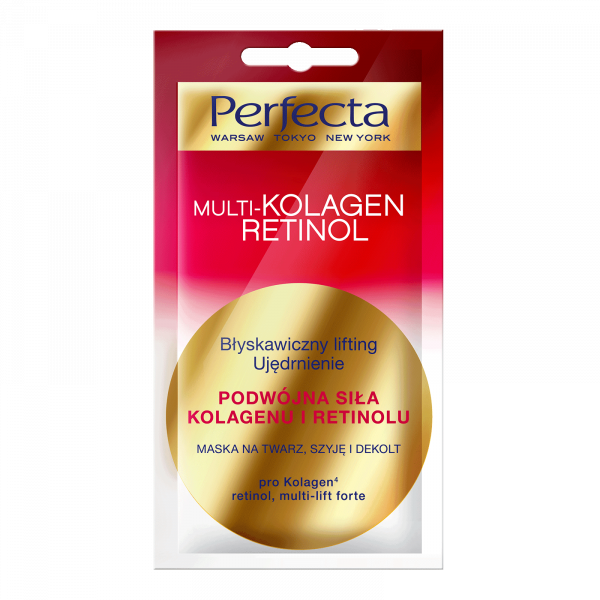 Perfecta Multikolagen Retinol, maska na twarz, szyję i dekolt, 8 ml