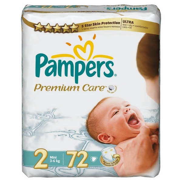 Pieluszki Pampers Premium Care, rozmiar 2. 72 szt, 3-6kg 