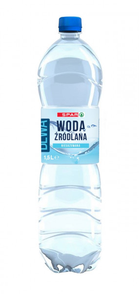 Woda ngaz Spar źródlana 1,5l do ceny doliczana jest kaucja 50 gr 