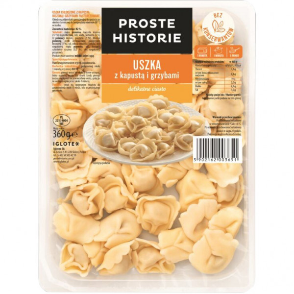 Uszka Proste Historie z kapustą i grzybami tacka 