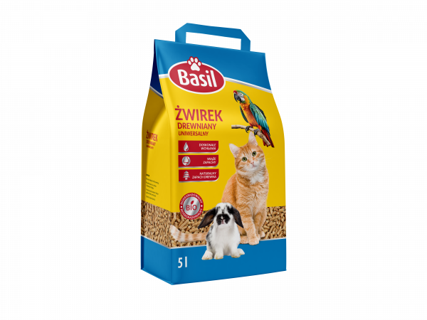 Żwirek basil dla kota drewniany uniwersalny 5l 