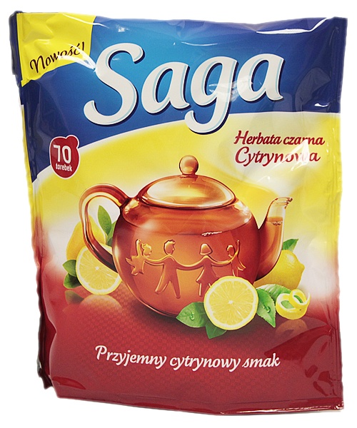 Herbata Saga czarna z aromatem cytryny 70*1,3g 