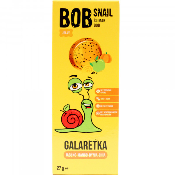 Galaretki Bob Snail bez cukru jabłko-mango-dynia-chia 