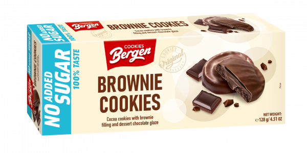 Ciastka Bergen b/c kakaowe z kremem brownie w czekoladzie deserowej 