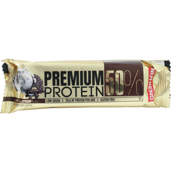 Baton proteinowy Nutrend premium 50% bar krem ciasteczkowy 50g 