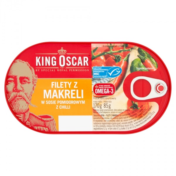Filety z makreli w sosie pomidorowym z chilli King Oscar 