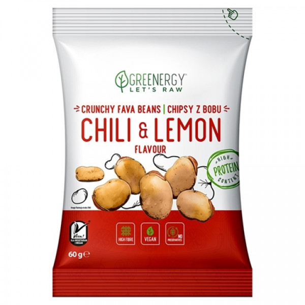 Chipsy greenergy z bobu smak chilli z cytryną 60 g 