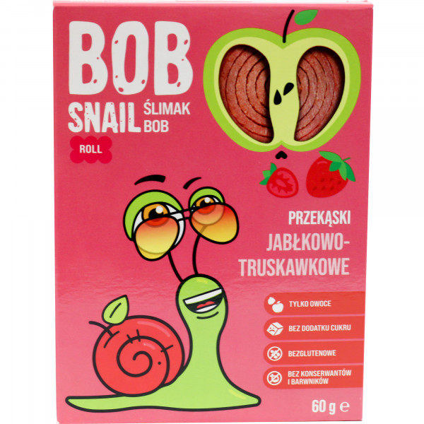 Przekąska Bob Snail bez cukru jabłko truskawka 
