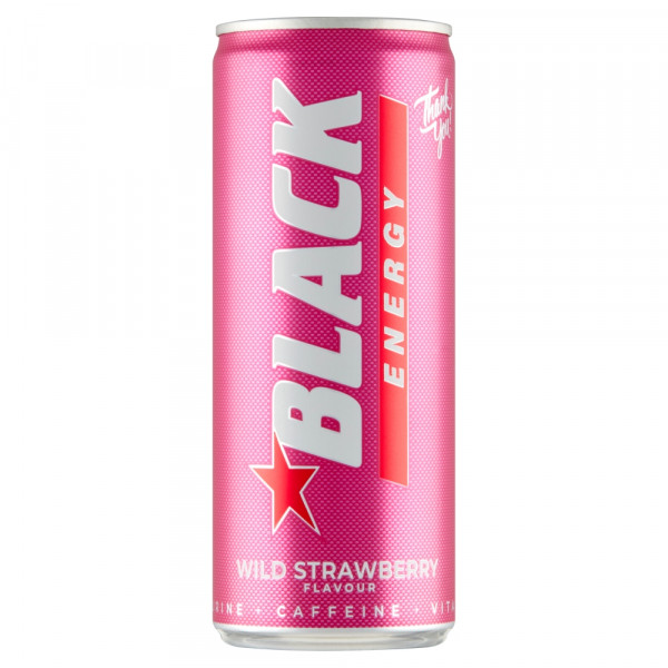Black Energy Wild Strawberry Gazowany napój energetyzujący , 1 szt/0,250 litr, Foodcare Spar