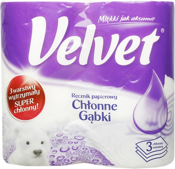 Ręcznik Velvet chłonne gąbki 3w. /2rolki 