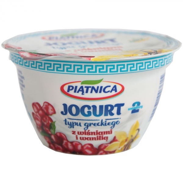 Jogurt Piątnica typu greckiego z wiśniami i wanilią 