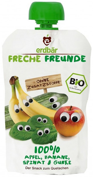 Mus jabłko, banan, szpinak, ogórek 100g EKO
