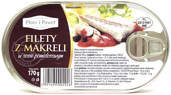 Filety z makreli w sosie pomidorowym Piotr i Paweł 