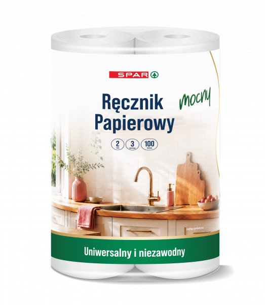 Ręcznik papierowy Spar 3 warstwowy mocny 100 listków 2szt 