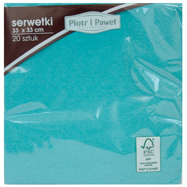Serwetki lunch 33*33cm Unicolor Turquoise 20szt 