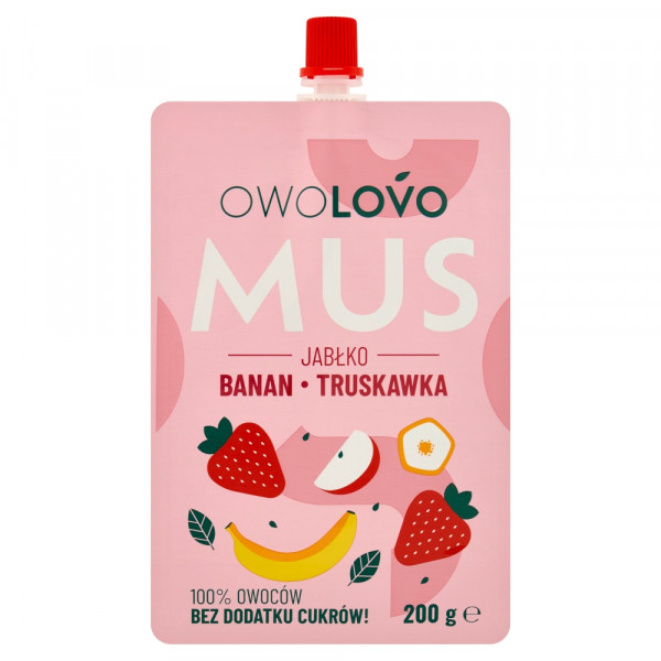Mus Owolovo b/c jabłko-banan-truskawka 200g