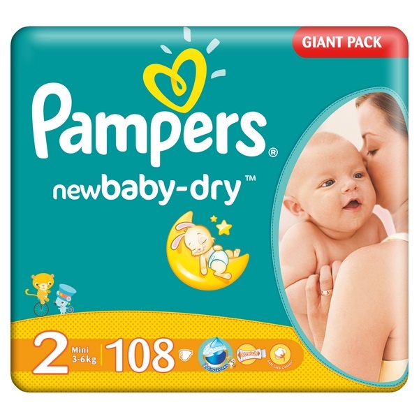 Pieluszki Pampers New Baby Rozmiar 2, 108 sztuk, 3-6kg 