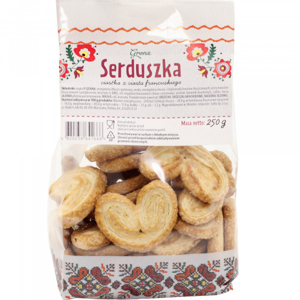 Ciastka Grona z ciasta francuskiego serduszka 