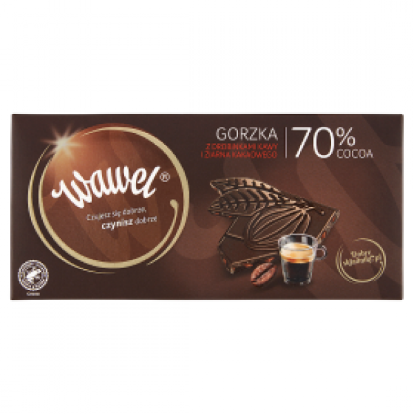 Wawel Czekolada Gorzka 70% z drobinkami kawy i ziarna kakaowego 100g - kartonik