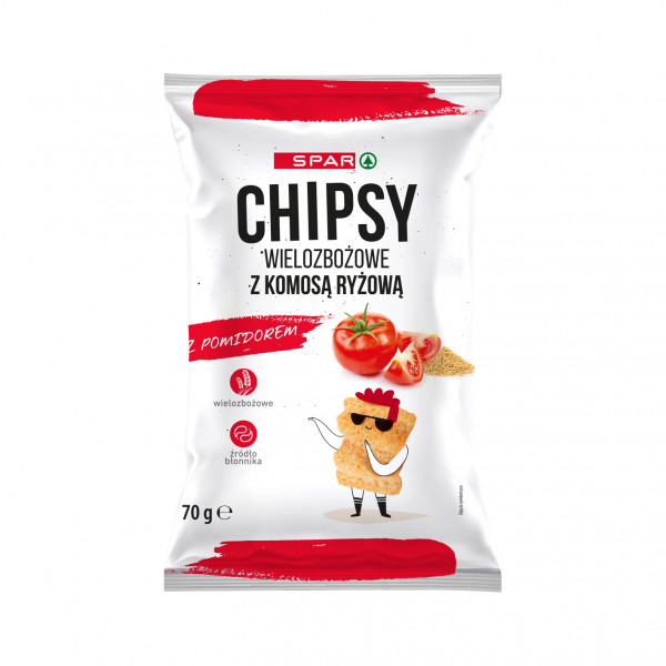 Chipsy Spar wielozbożowe z komosą ryżową z pomidorami 