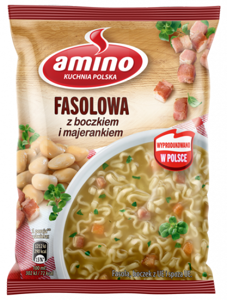 Zupa nudle Amino fasolowa z boczkiem Kuchnia Polska 
