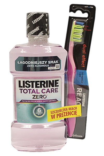 Listerine płyn do płukania ust total care zero 500ml+szcz.reach soft 