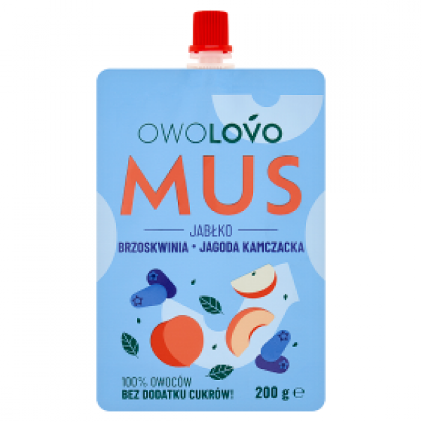 Mus Owolovo b/c jabłko-brzoskwinia-jagoda kamczacka saszetka 