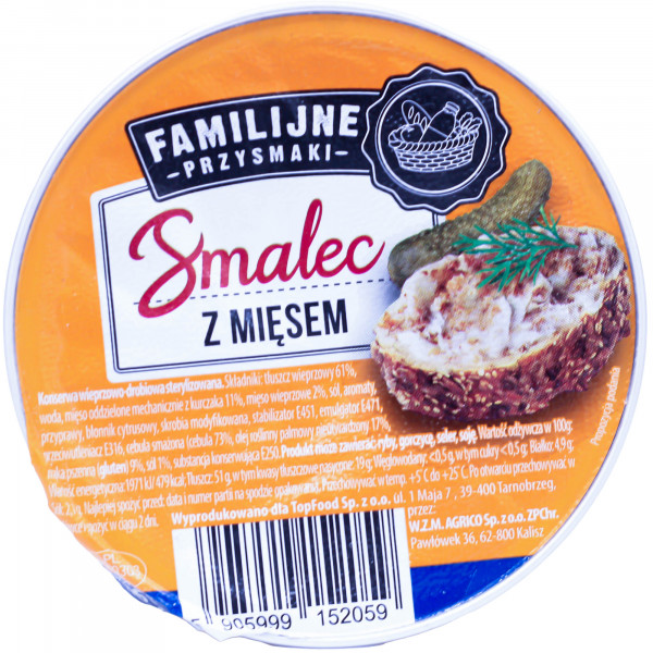 Konserwa Familijne Przysmaki smalec z mięsem 