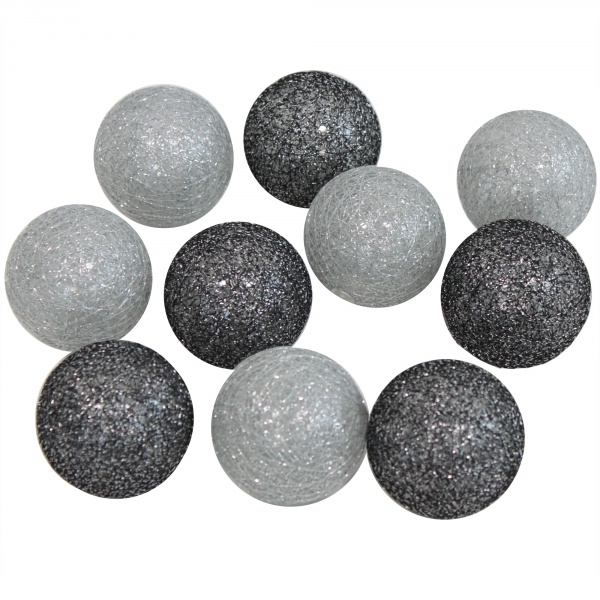 Cotton ball srebrno - czarne 10 szt. 