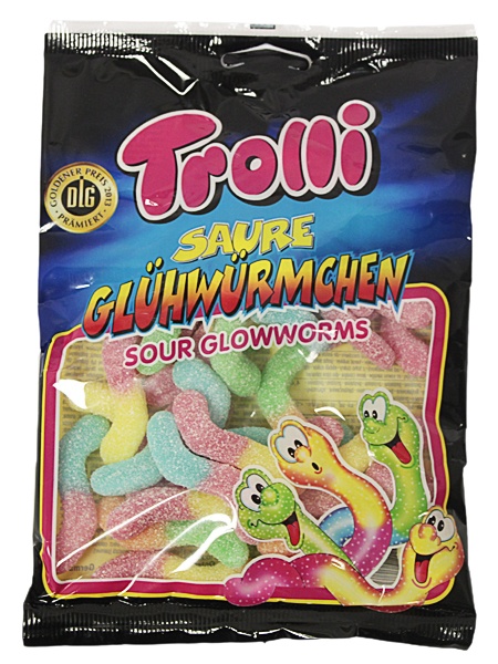 Trolli żelki glow worms - kwaśne robaki 