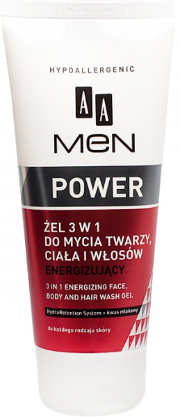 AA Men Power żel 3w1 do mycia twarzy, ciała i włosów energizujący 
