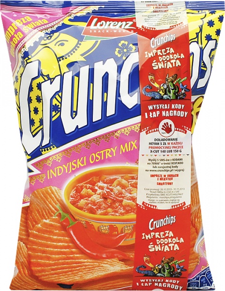 Chipsy crunchips indyjski ostry mix 