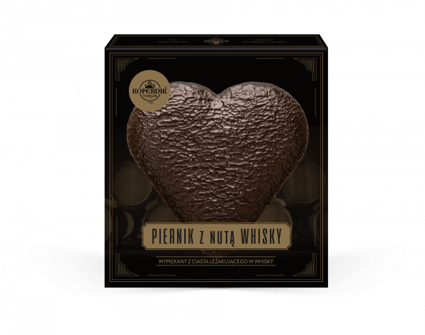 Piernik Kopernik serce piernikowe z nutą whisky w czekoladzie 