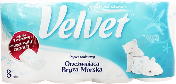 Papier toaletowy Velvet orzeźwiająca bryza morska 3w /8rolek 