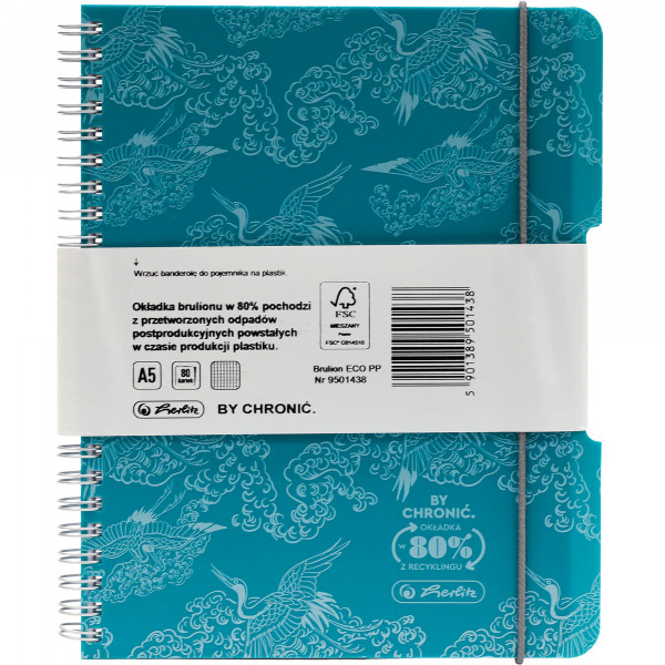 Brulion na spirali Herlitz A5 80k kratka ECO PP Mix Colors