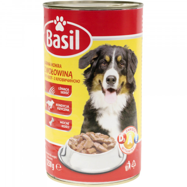 Karma dla psa Basil z wołowiną 1250g puszka 