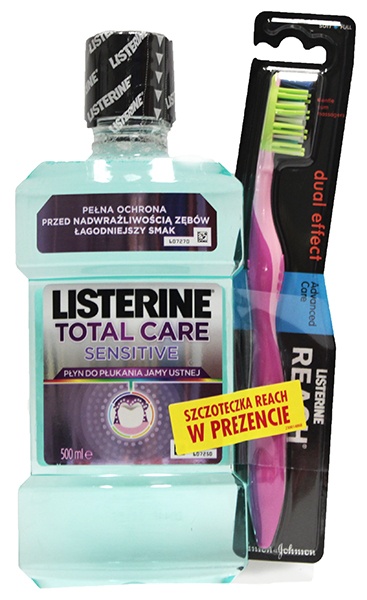 Listerine płyn do płukania ust  total caresensitiv 500ml+ szczoteczka 
